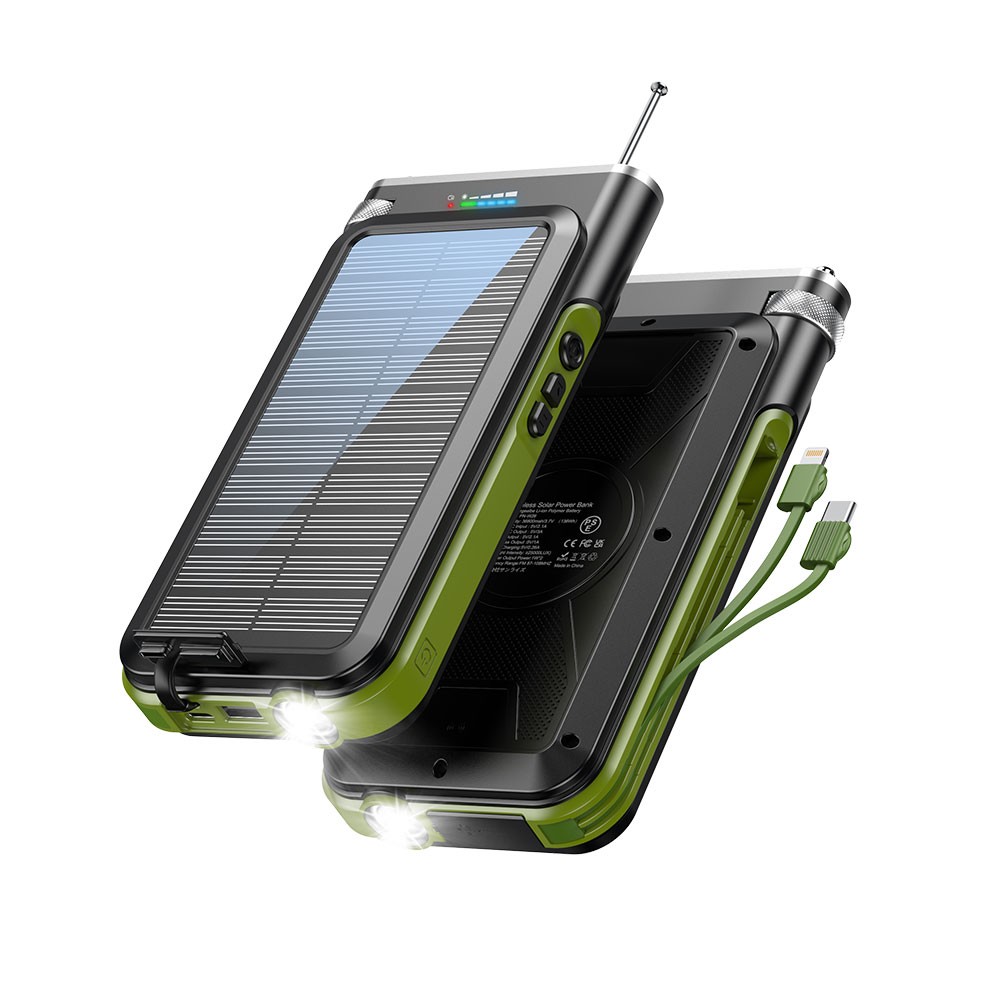 20000mAh FM radio Wireless charger Solar power bank