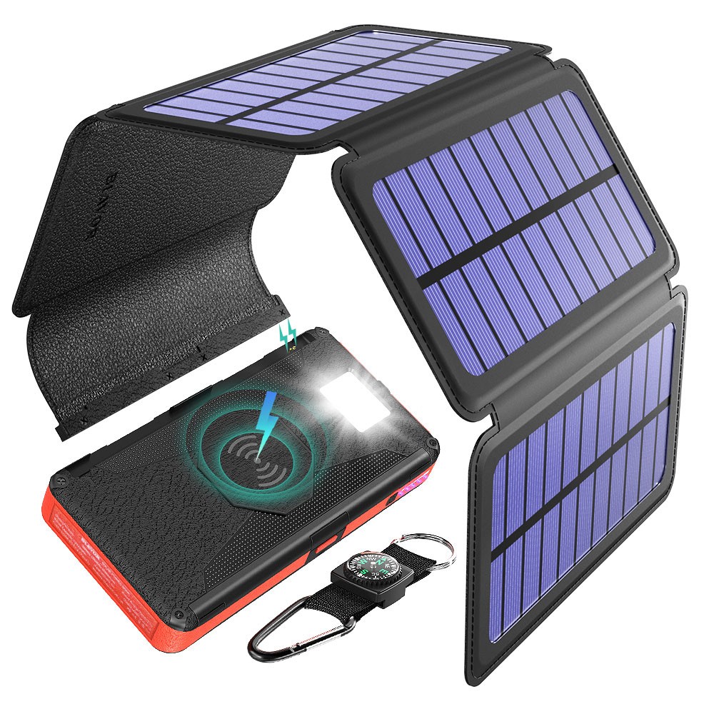 16000mAh Waterproof Solar Wireless Charger with 5 solar Panels