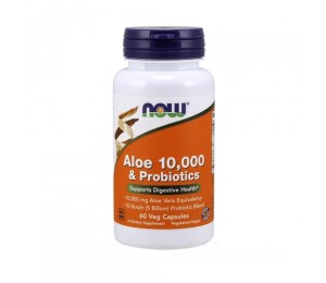 Now Foods Aloe Vera 10.000 & Probiotics (60 Caps) Unflavored